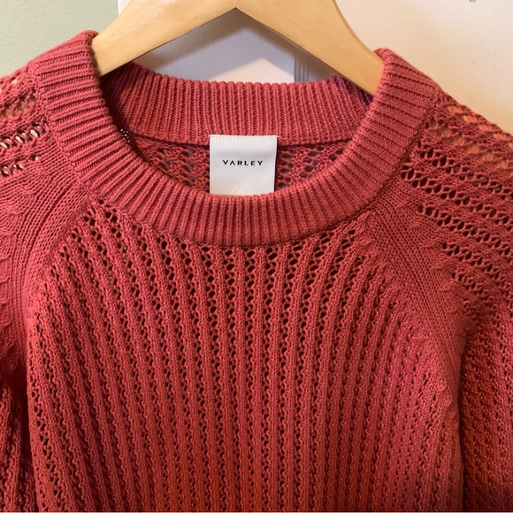 Varley Clay Open Knit Crewneck Sweater 100% Cotton Size Small - Picture 9 of 10
